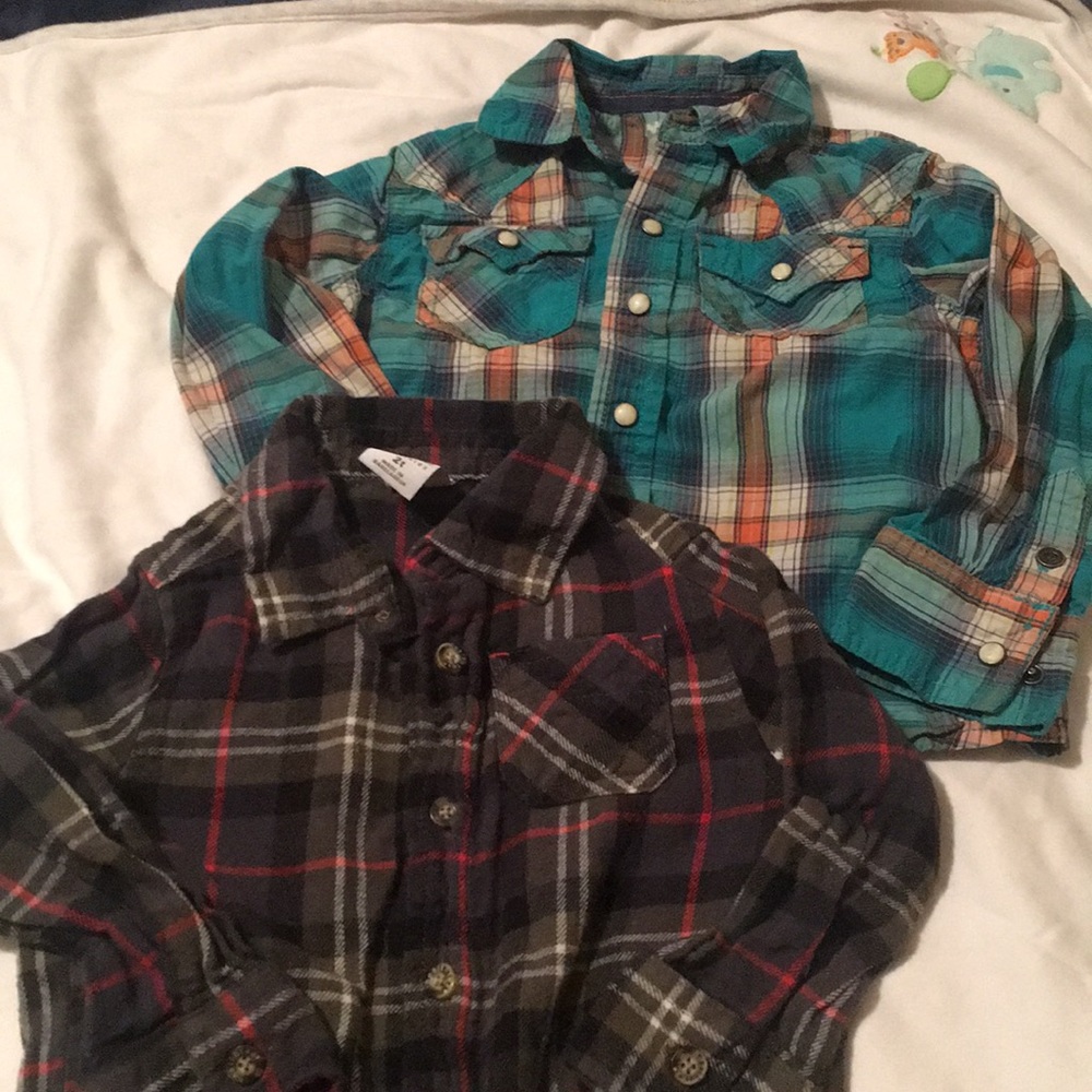 Lot of 2 green plaid shirts